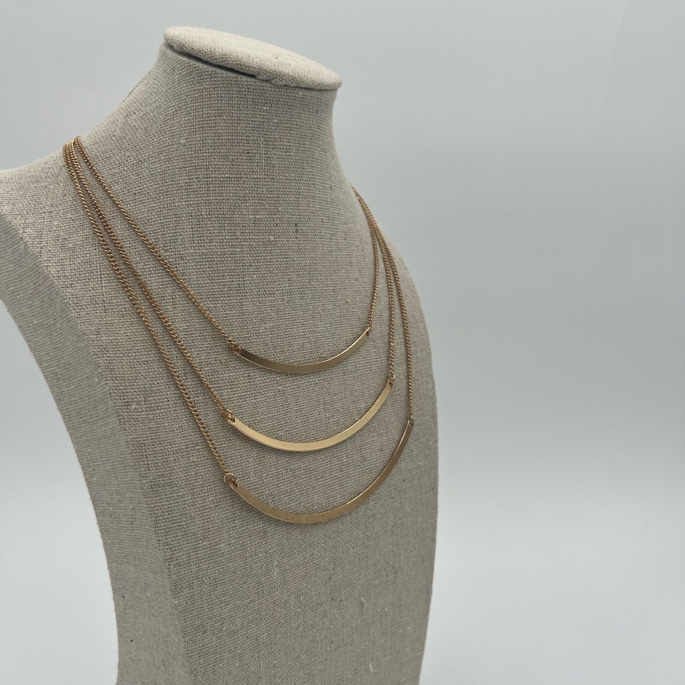 Triple bar strand gold necklace